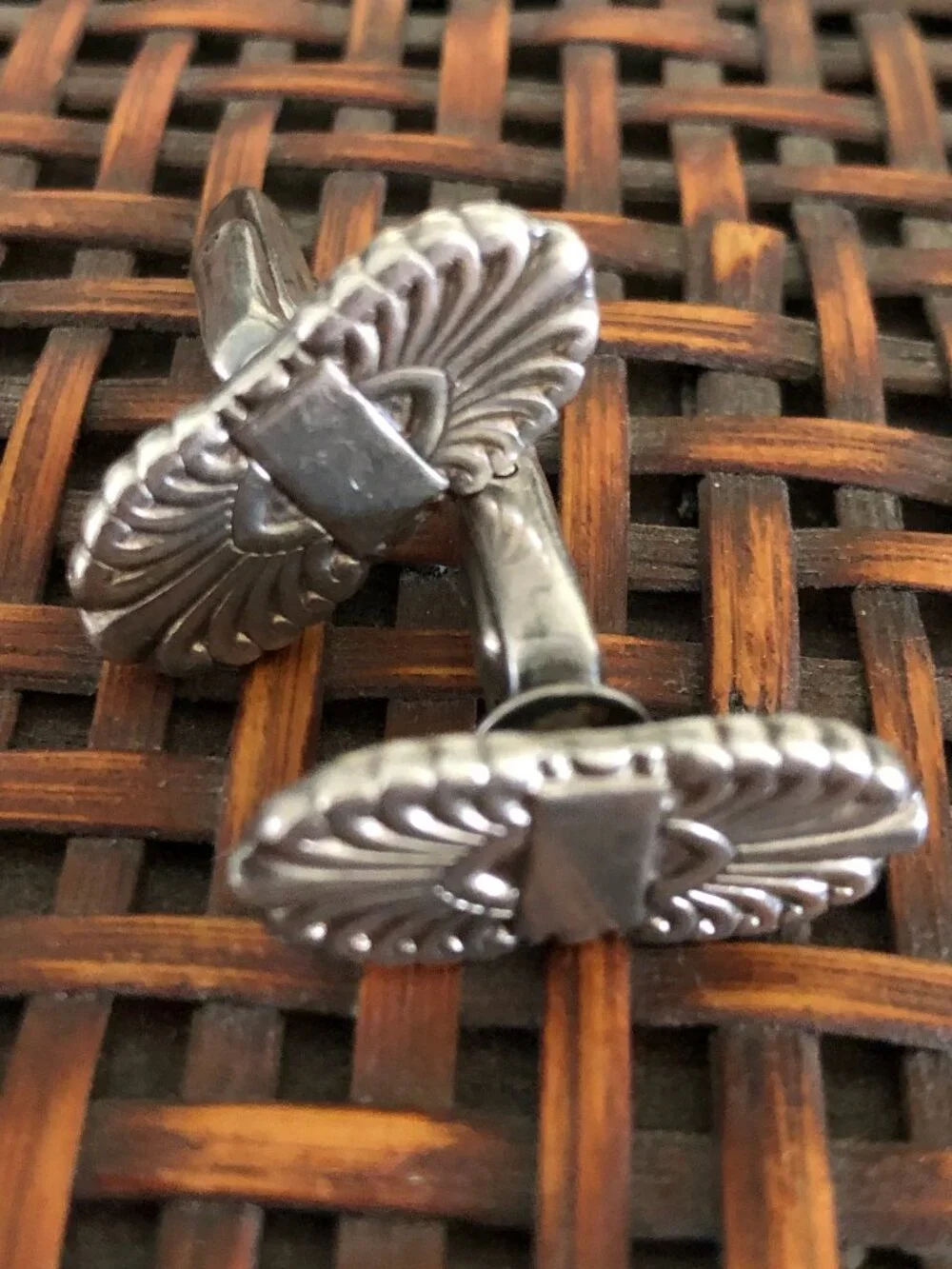 Vintage Sterling Silver Front Cufflinks for Men